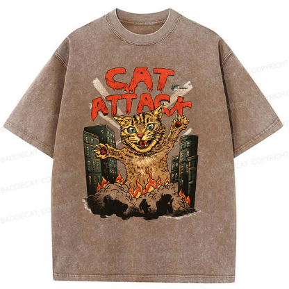 Baddiecat Cat Attack Washed T-shirt