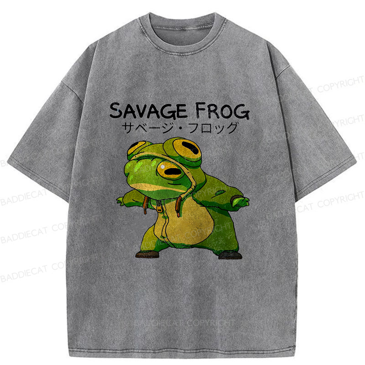 Baddiecat Savage Frog Washed T-Shirt