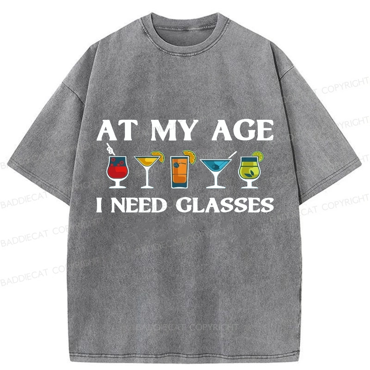 Baddiecat At My Age I Need Glasses Washed T-shirt