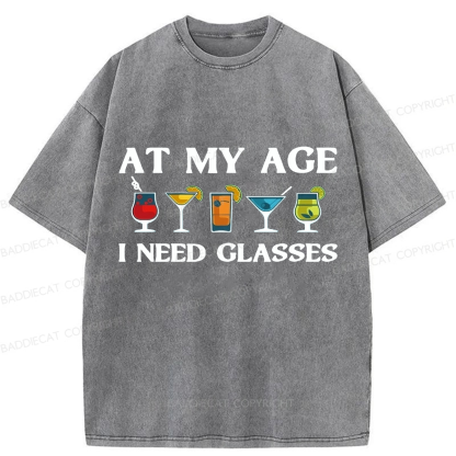 Baddiecat At My Age I Need Glasses Washed T-shirt