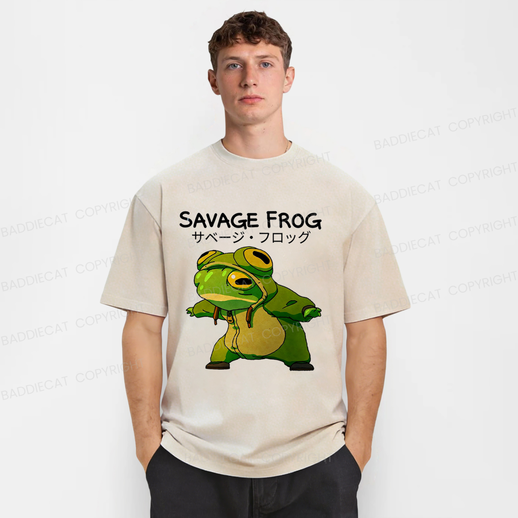 Baddiecat Savage Frog Washed T-Shirt