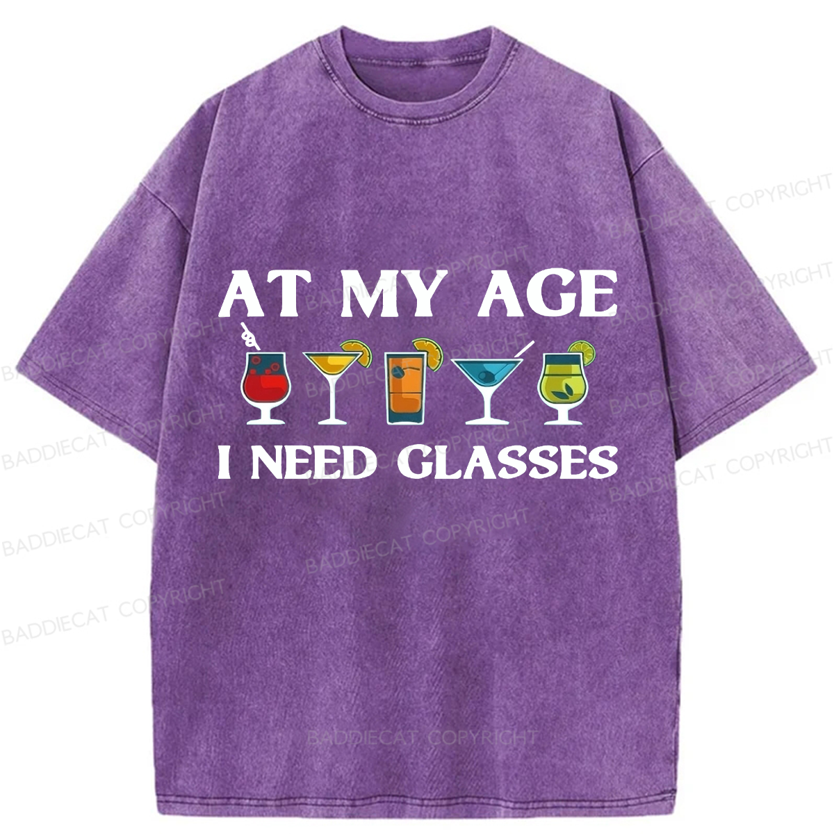 Baddiecat At My Age I Need Glasses Washed T-shirt