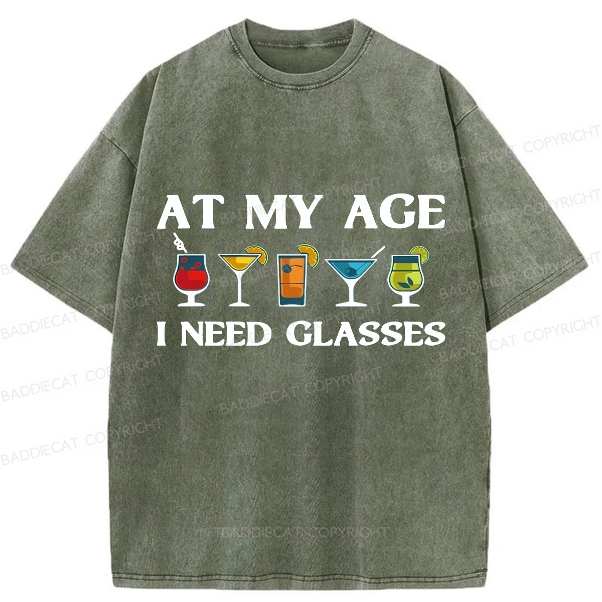 Baddiecat At My Age I Need Glasses Washed T-shirt