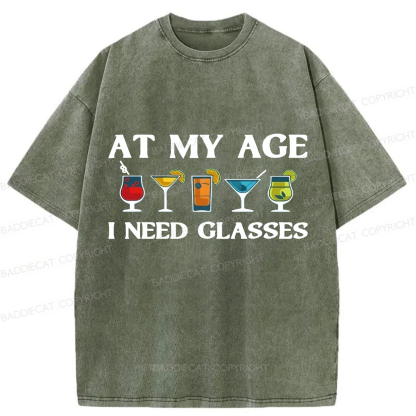Baddiecat At My Age I Need Glasses Washed T-shirt