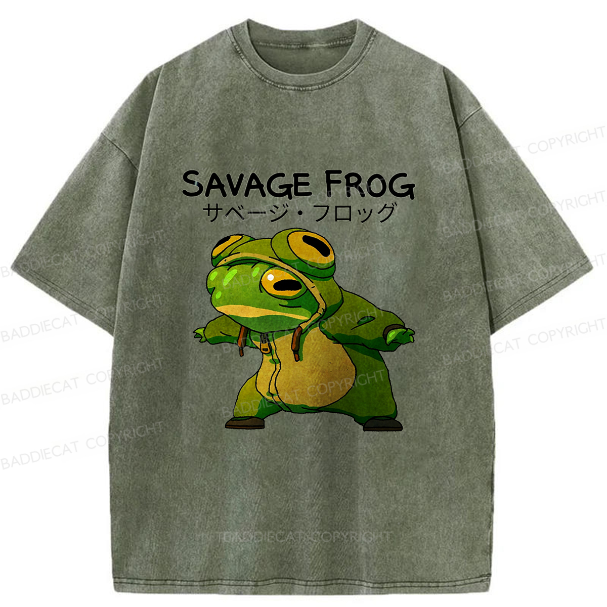 Baddiecat Savage Frog Washed T-Shirt