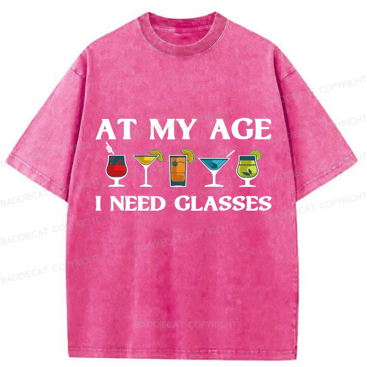 Baddiecat At My Age I Need Glasses Washed T-shirt
