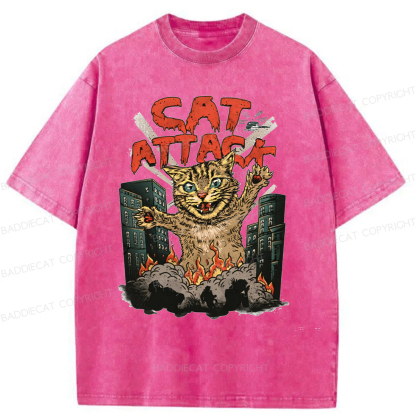 Baddiecat Cat Attack Washed T-shirt