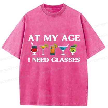 Baddiecat At My Age I Need Glasses Washed T-shirt