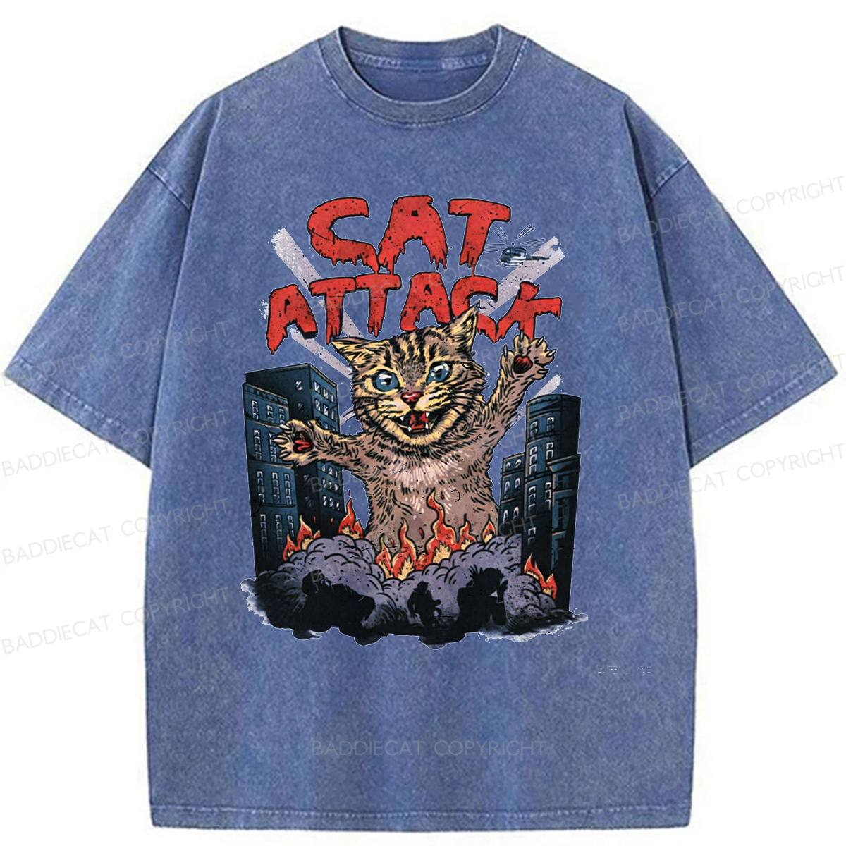 Baddiecat Cat Attack Washed T-shirt