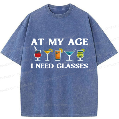 Baddiecat At My Age I Need Glasses Washed T-shirt