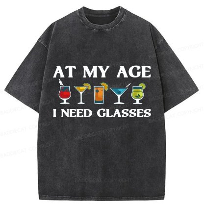 Baddiecat At My Age I Need Glasses Washed T-shirt