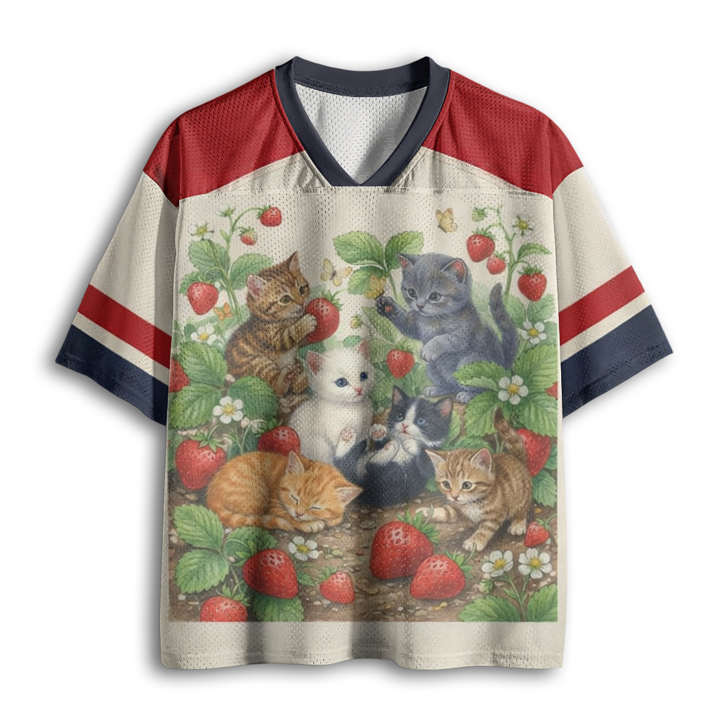 Baddiecat Strawberry Kittens Mesh Jersey