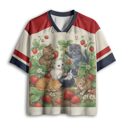 Baddiecat Strawberry Kittens Mesh Jersey