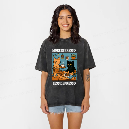 Baddiecat More Espresso Less Depresso Washed T-shirt