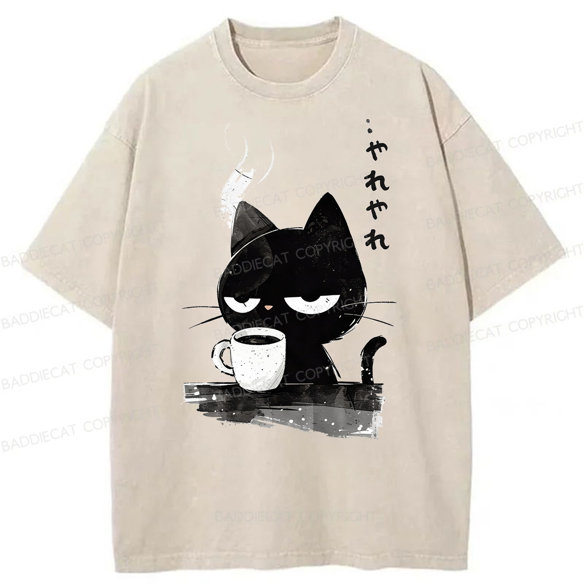 Baddiecat Yare Yare Cat Washed T-shirt