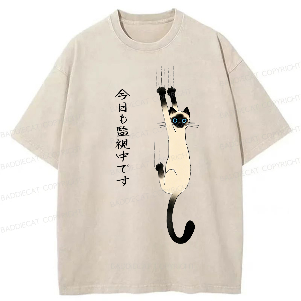Baddiecat Monitor Cat Washed T-shirt