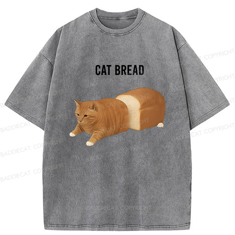 Baddiecat Cat Bread Funny Meme Washed T-shirt