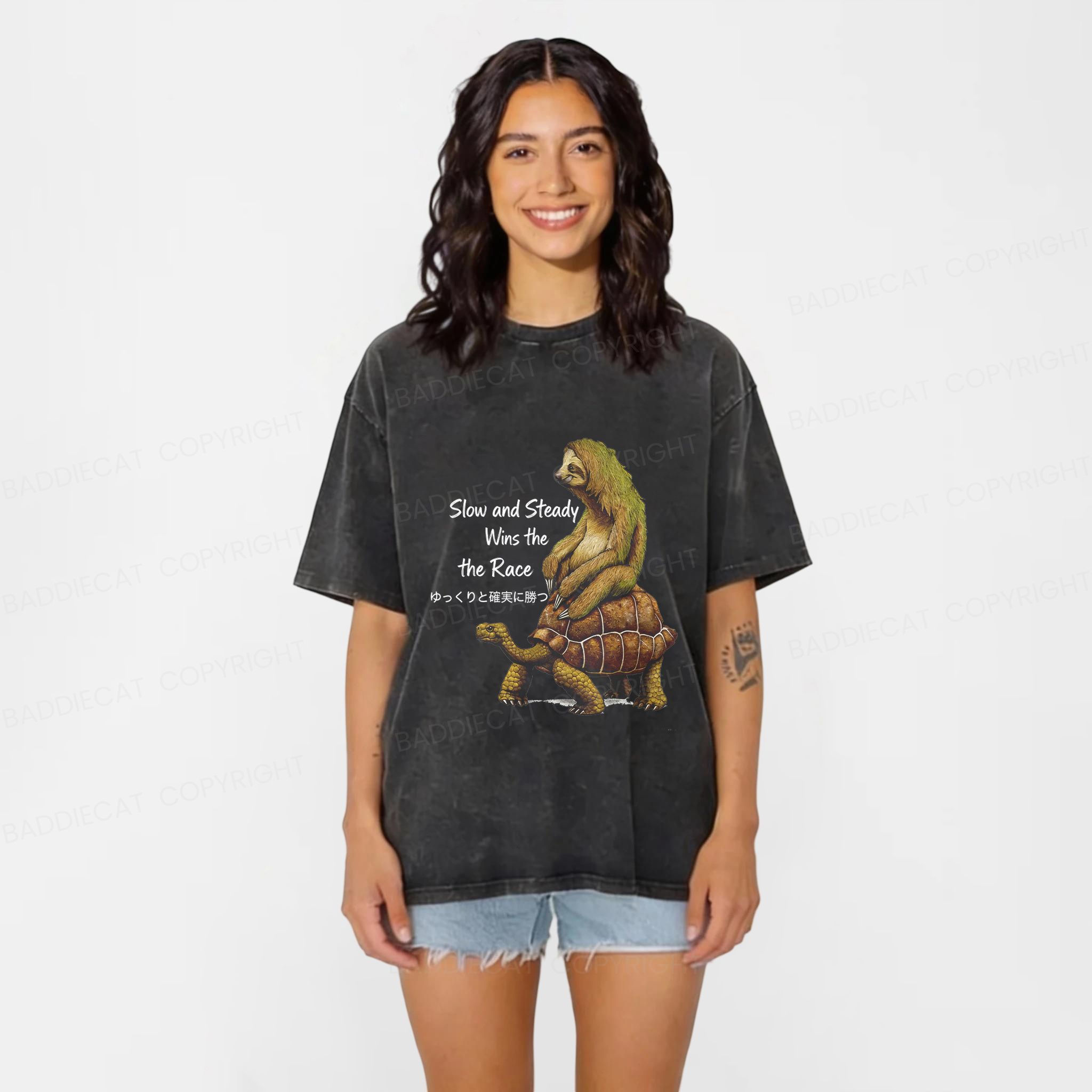 Baddiecat Persistence Is Victory Washed T-shirt