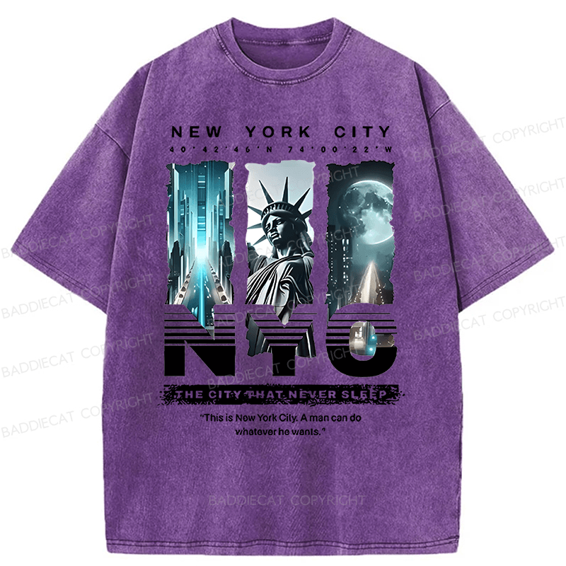 Baddiecat PAYEAH New York Sky Freedom Washed T-shirt