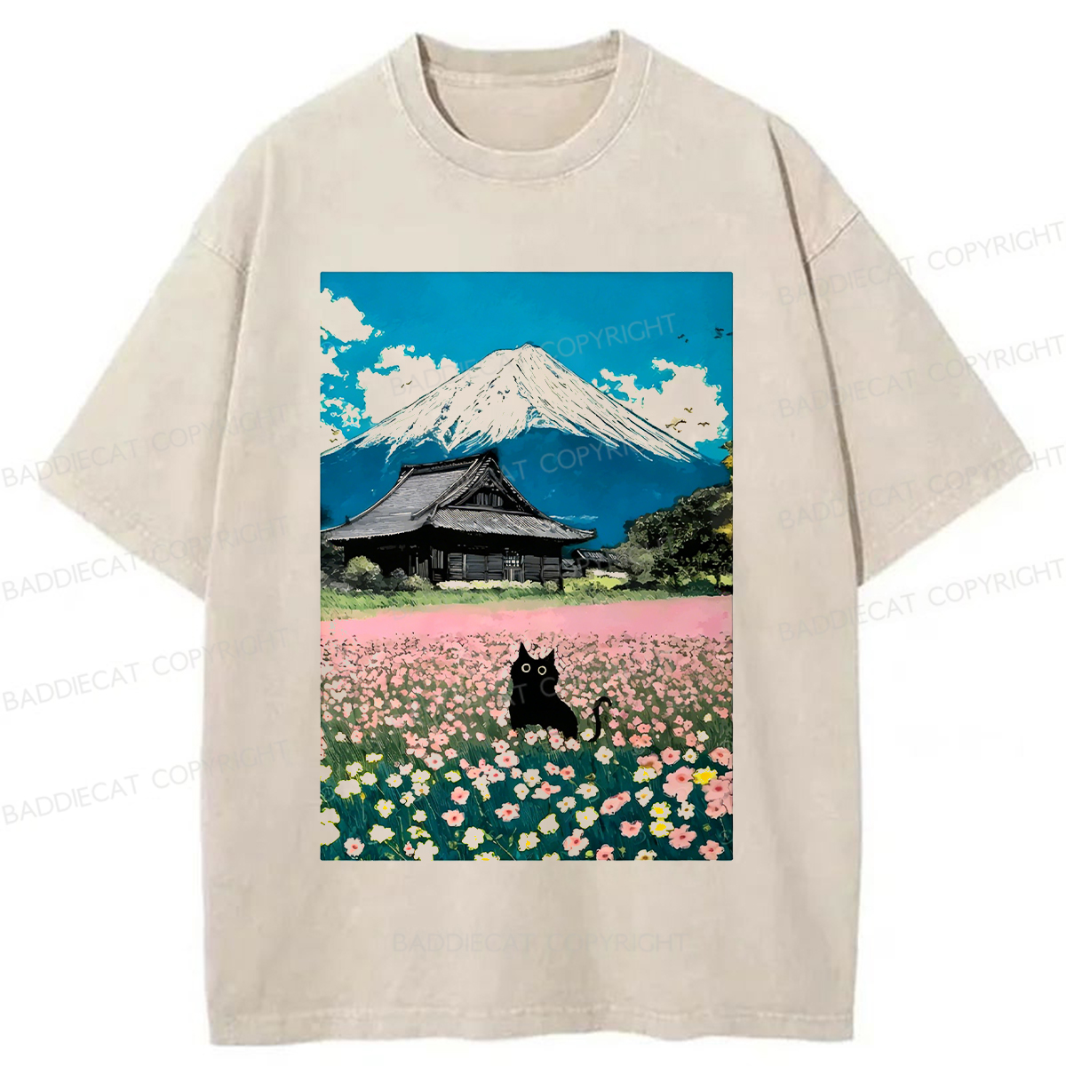 Baddiecat Black Cat Washed T-shirt