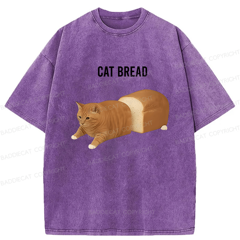 Baddiecat Cat Bread Funny Meme Washed T-shirt