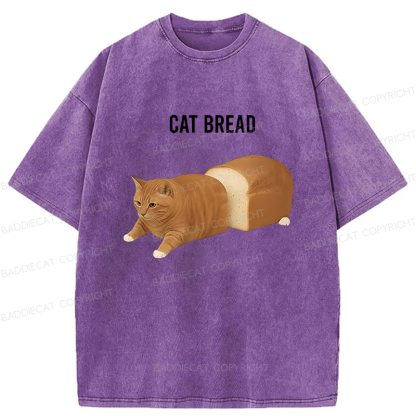 Baddiecat Cat Bread Funny Meme Washed T-shirt