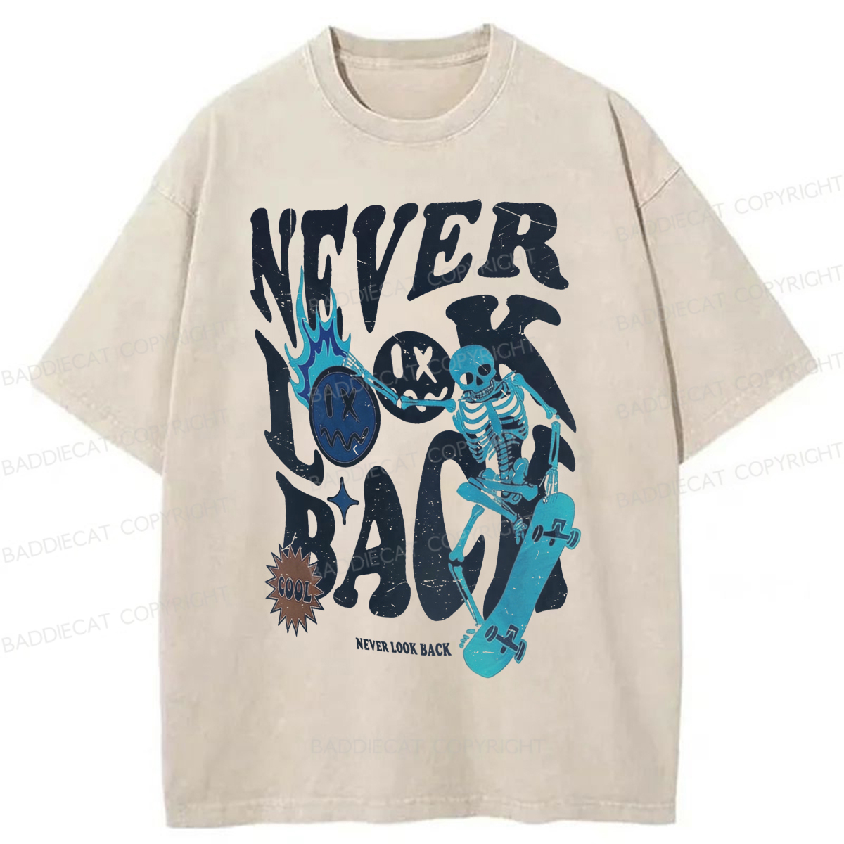 Baddiecat Never Look Back Washed T-shirt