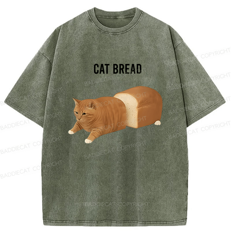 Baddiecat Cat Bread Funny Meme Washed T-shirt