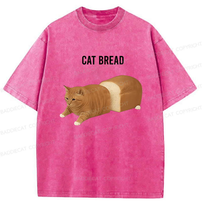 Baddiecat Cat Bread Funny Meme Washed T-shirt