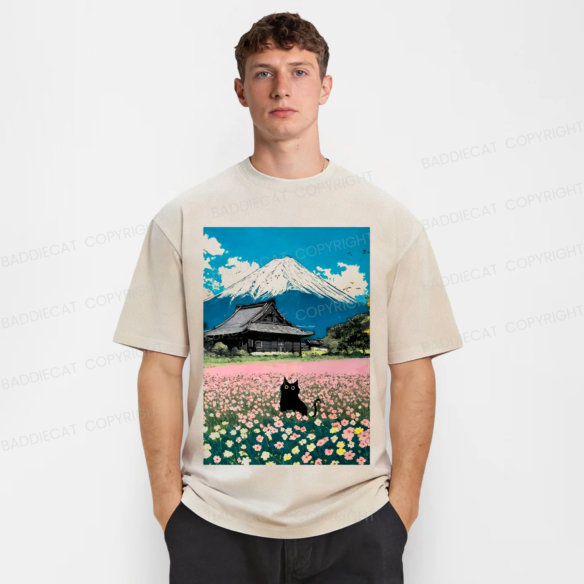 Baddiecat Black Cat Washed T-shirt