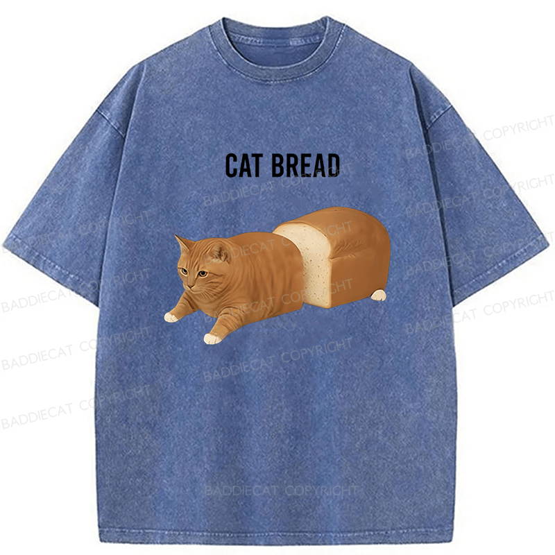Baddiecat Cat Bread Funny Meme Washed T-shirt