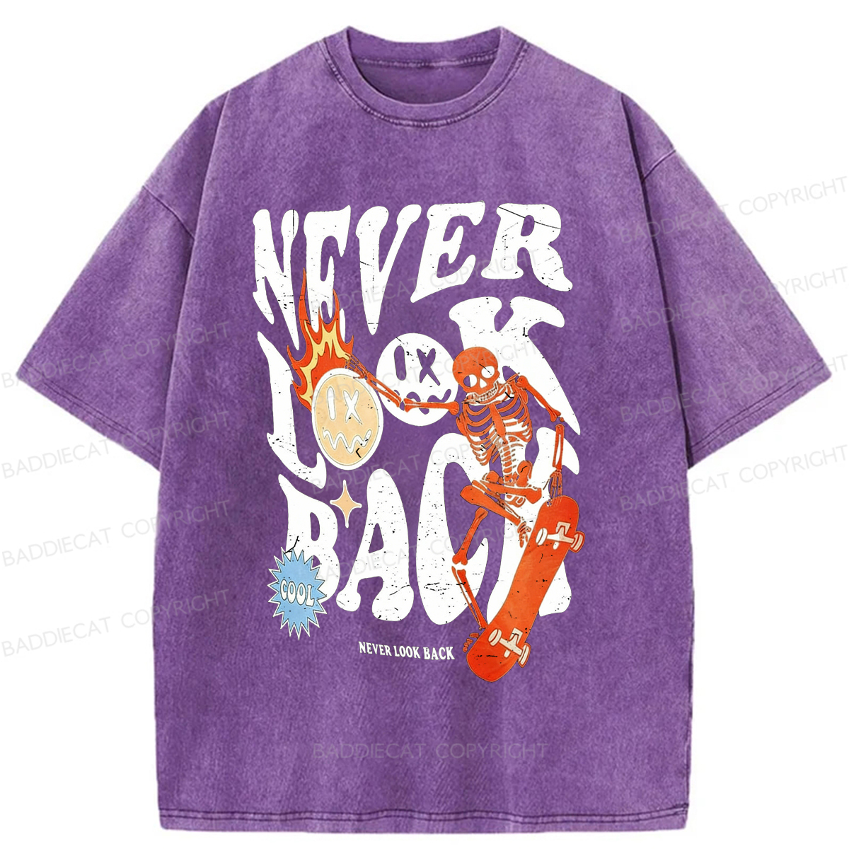 Baddiecat Never Look Back Washed T-shirt