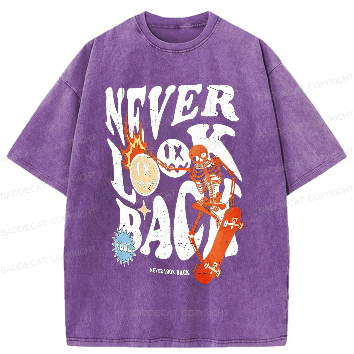 Baddiecat Never Look Back Washed T-shirt