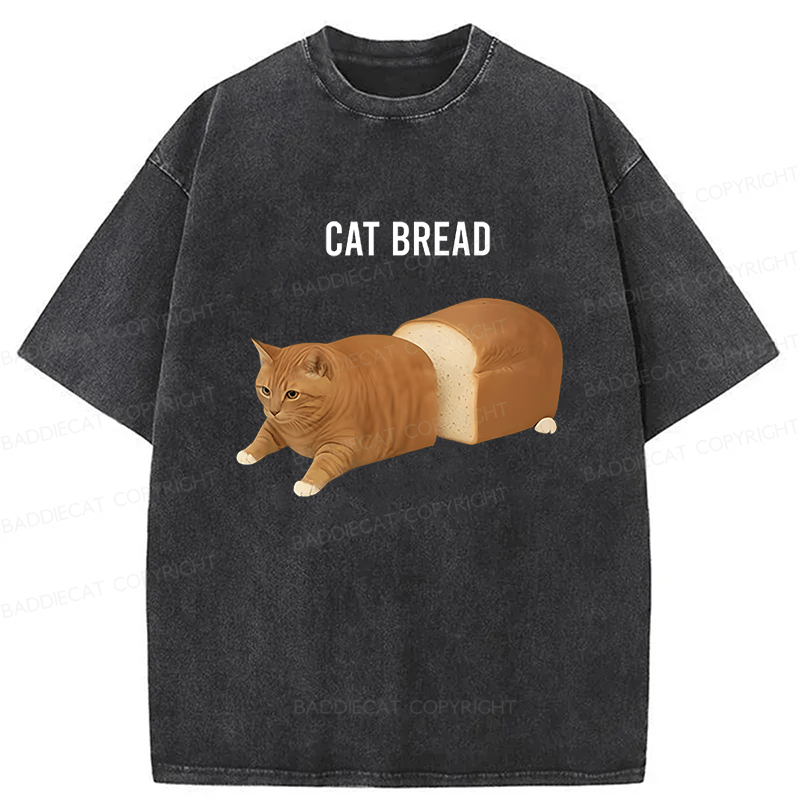 Baddiecat Cat Bread Funny Meme Washed T-shirt