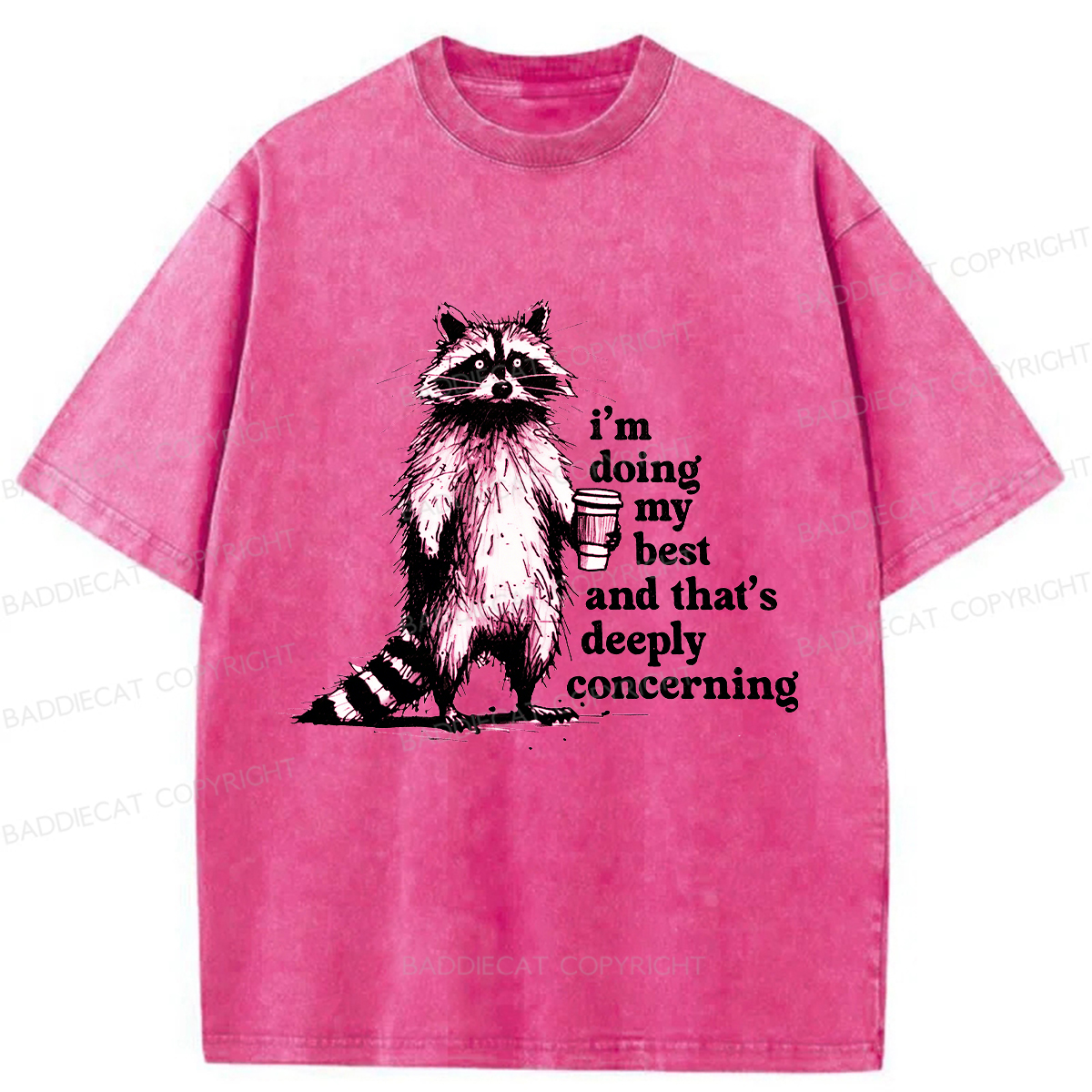 Baddiecat Fun Raccoon Meme Washed T-shirt