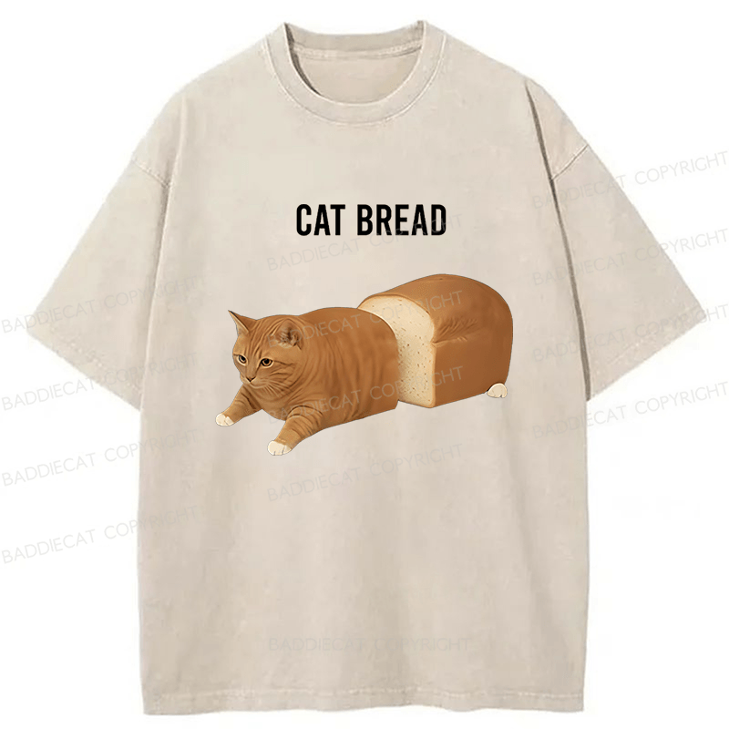 Baddiecat Cat Bread Funny Meme Washed T-shirt