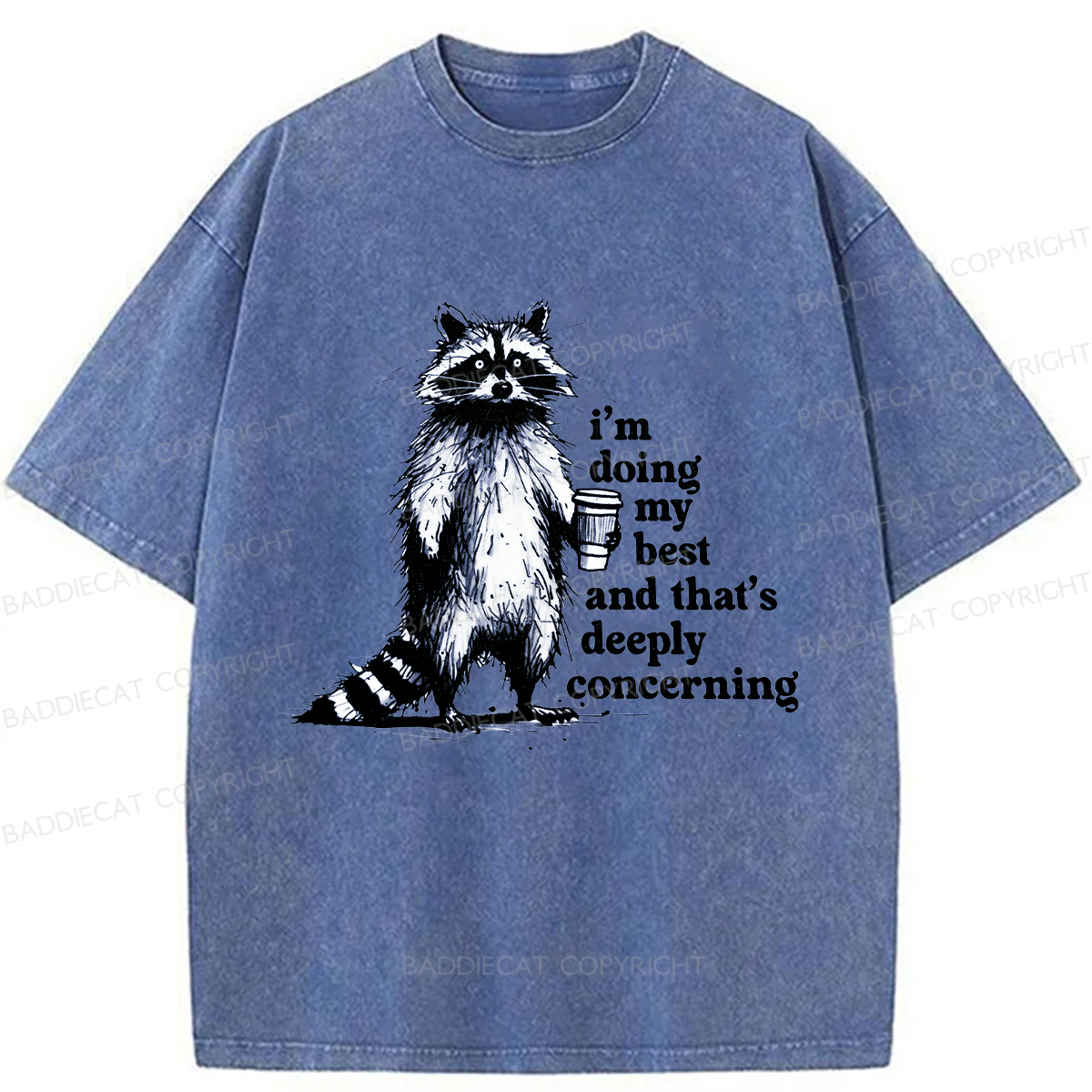 Baddiecat Fun Raccoon Meme Washed T-shirt