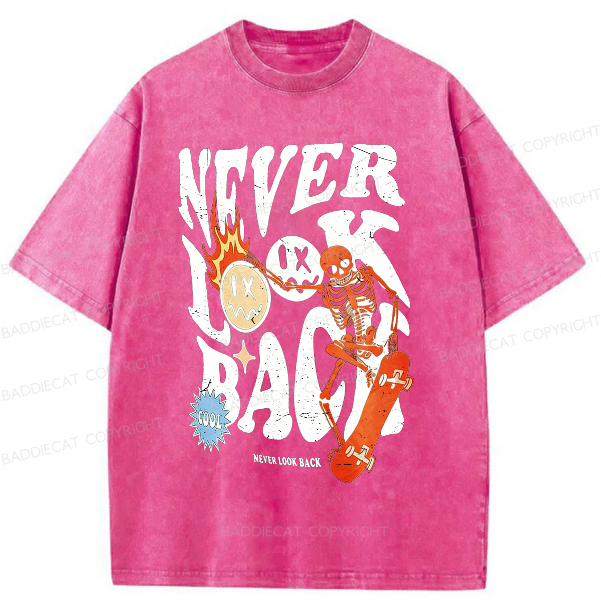 Baddiecat Never Look Back Washed T-shirt