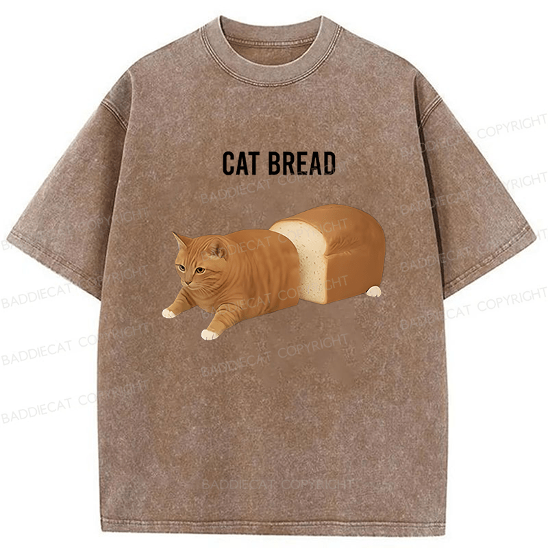Baddiecat Cat Bread Funny Meme Washed T-shirt