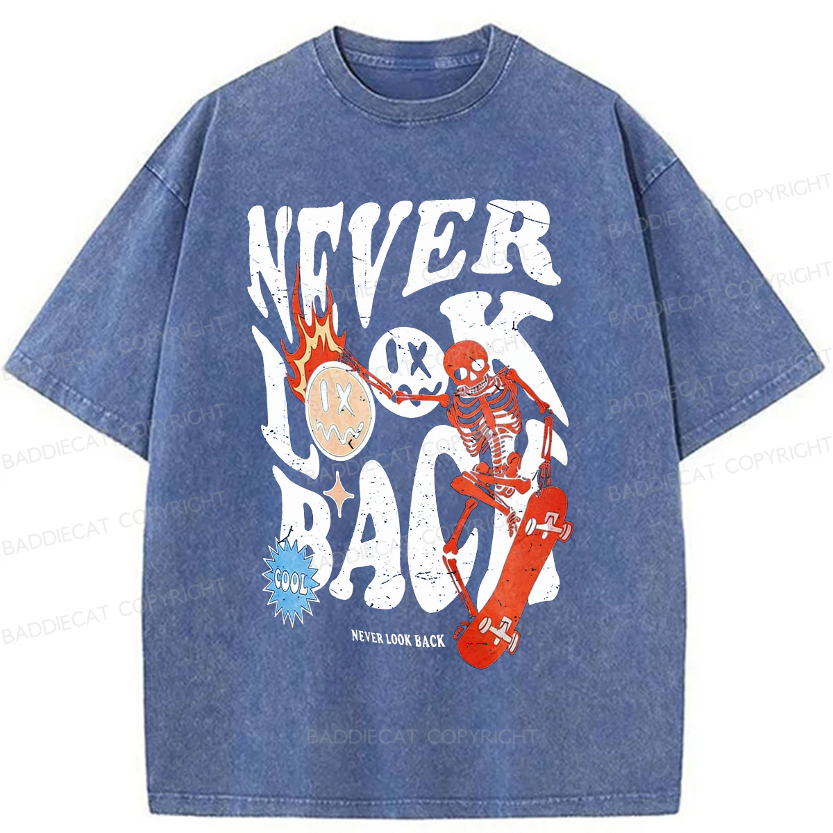 Baddiecat Never Look Back Washed T-shirt