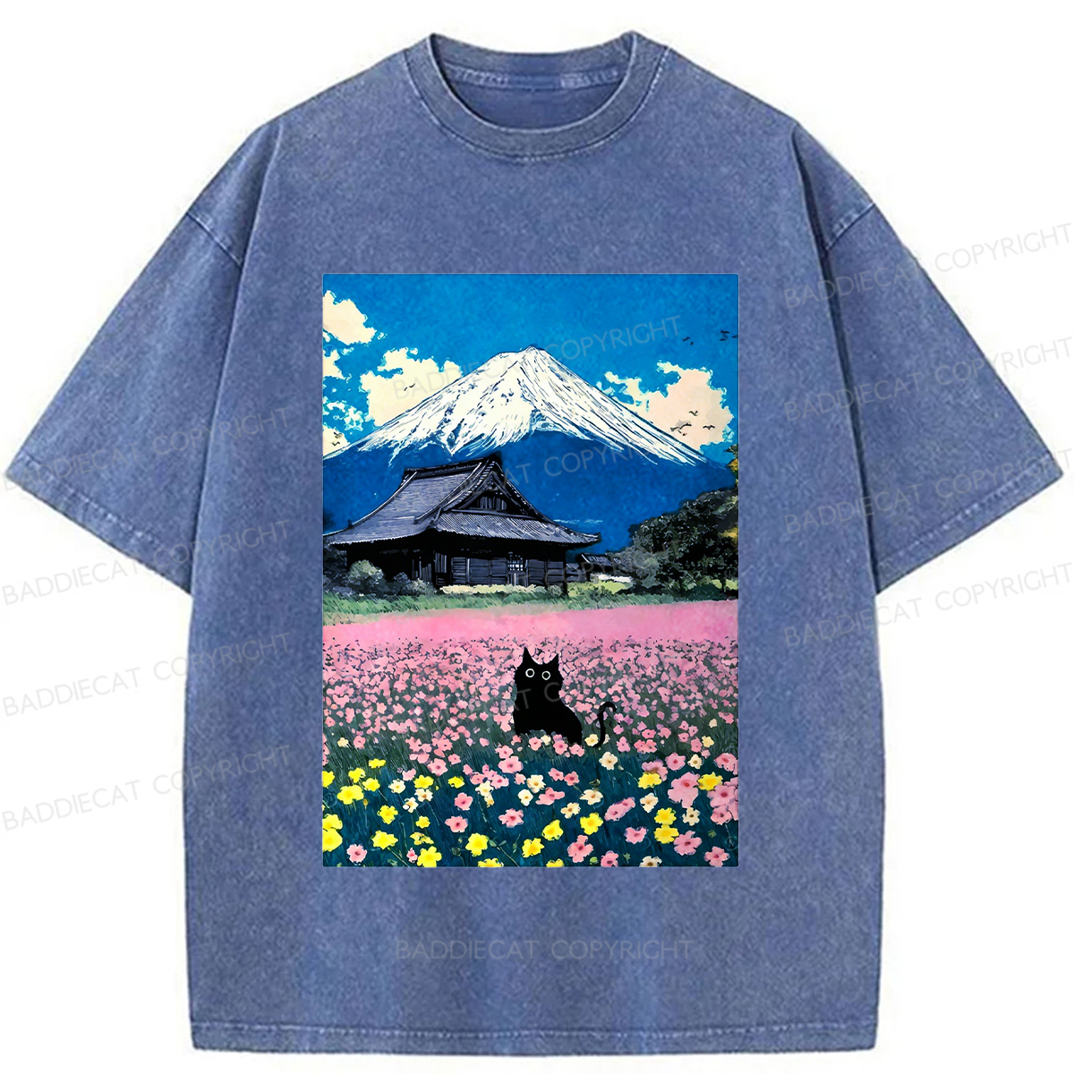 Baddiecat Black Cat Washed T-shirt