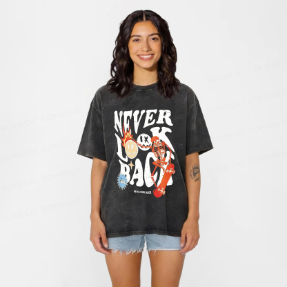 Baddiecat Never Look Back Washed T-shirt