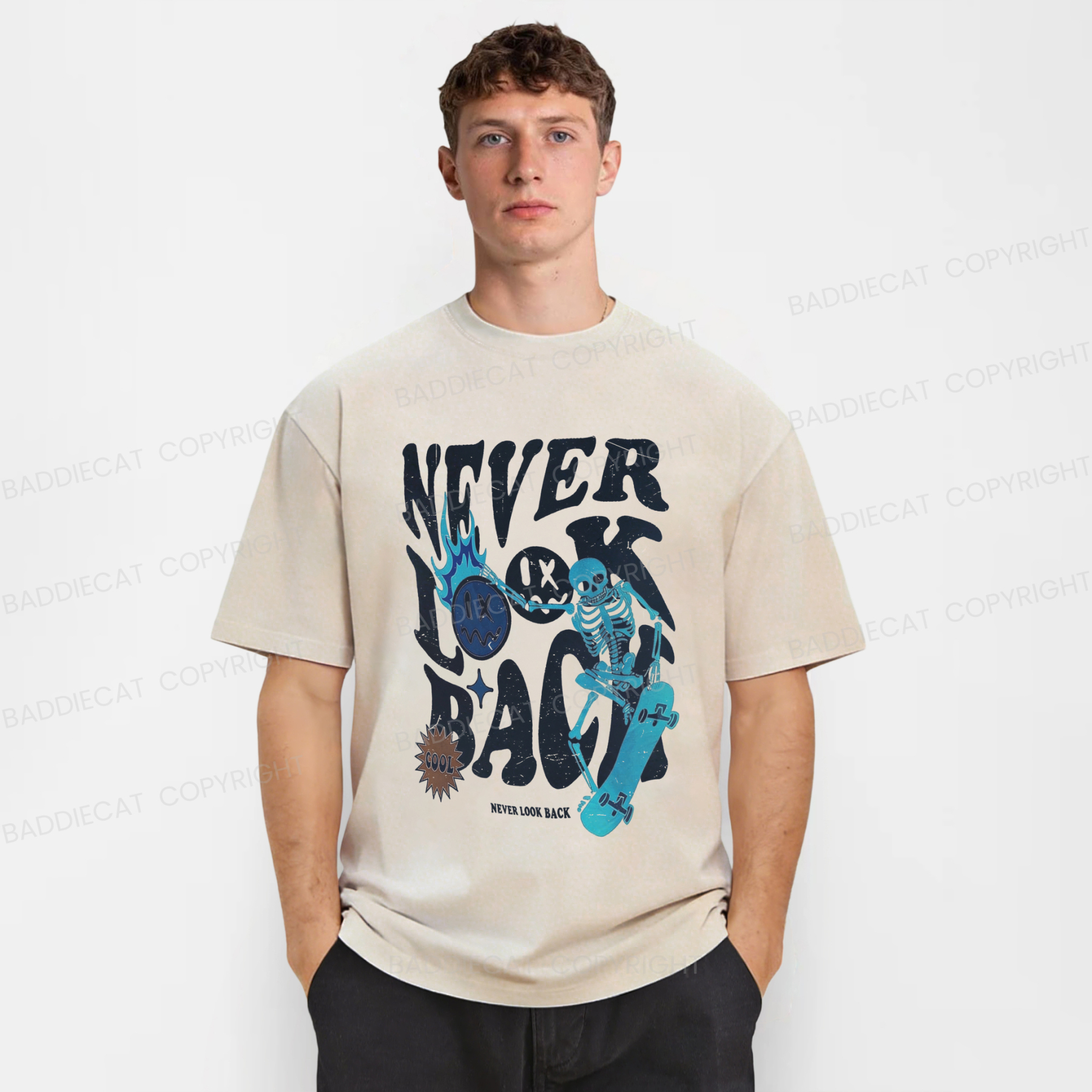 Baddiecat Never Look Back Washed T-shirt