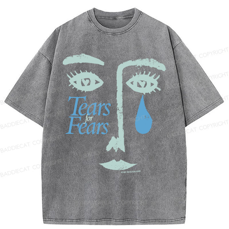 Baddiecat Tears For Fears Tee Ultra Faded Post Punk New Wave Band Washed T-shirt