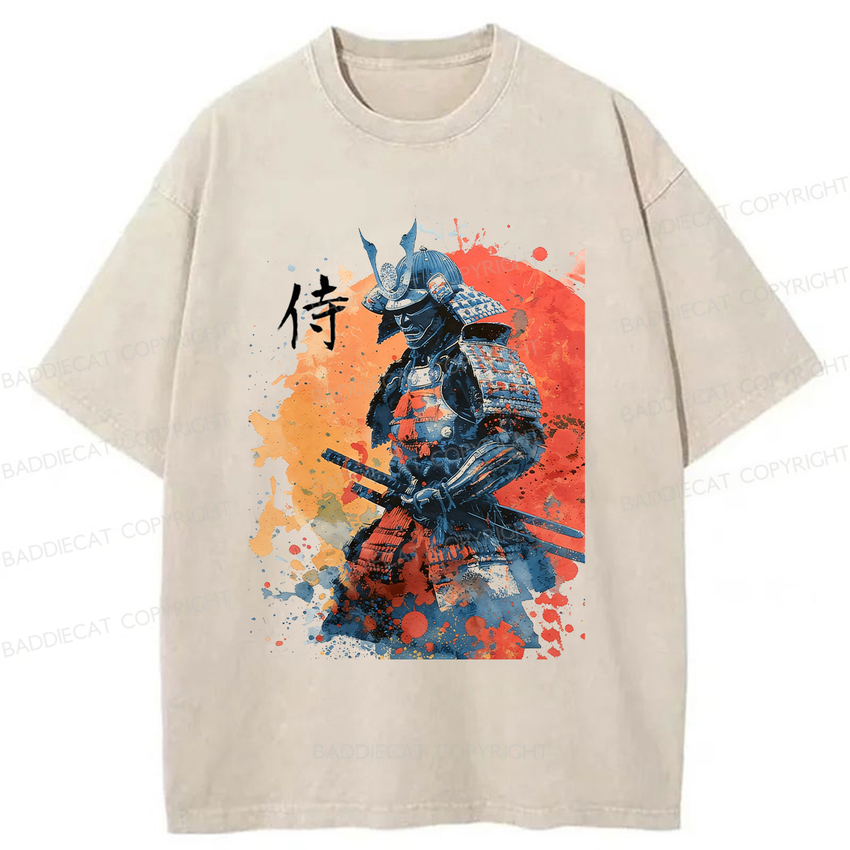 Baddiecat Samurai Washed T-shirt