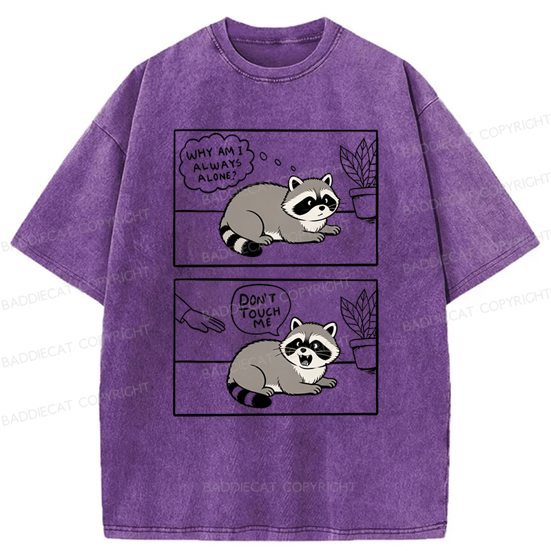 Baddiecat Don't Touch Me Raccoon Washed T-shirt