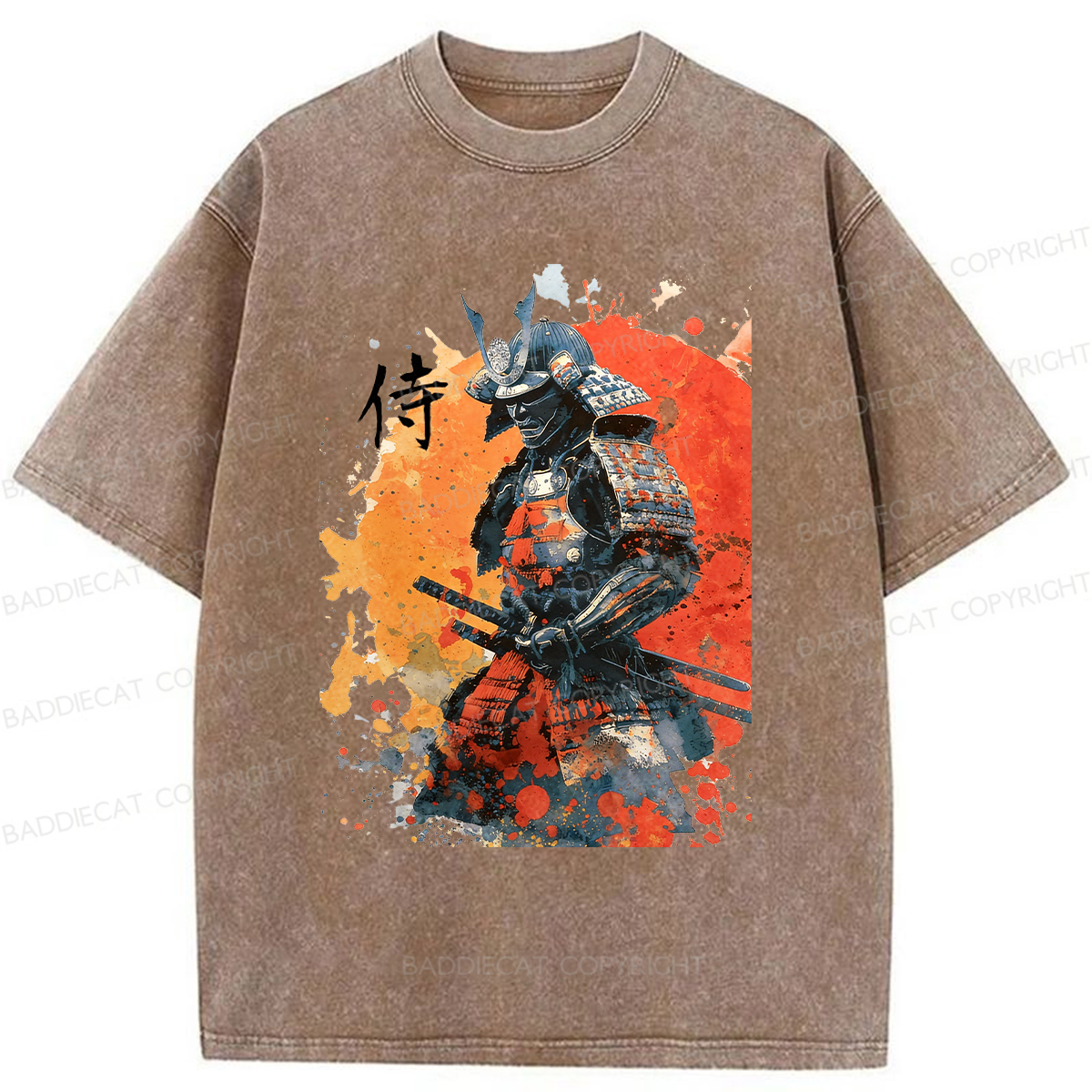Baddiecat Samurai Washed T-shirt