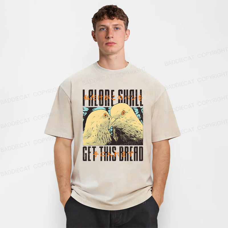 Baddiecat Japanese Get This Bread Pigeon Washed T-shirt