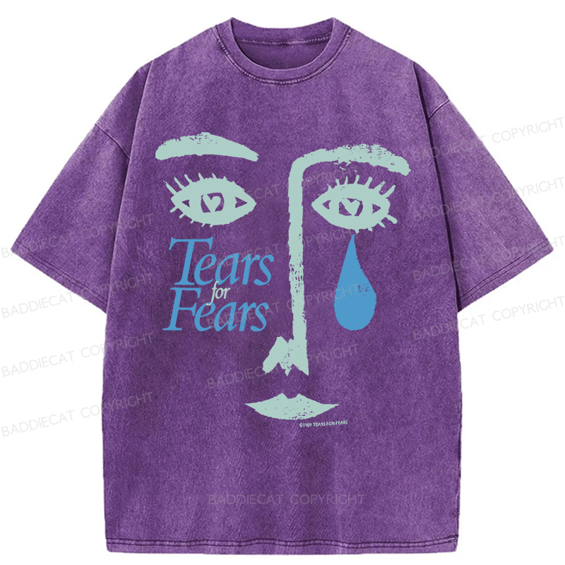 Baddiecat Tears For Fears Tee Ultra Faded Post Punk New Wave Band Washed T-shirt