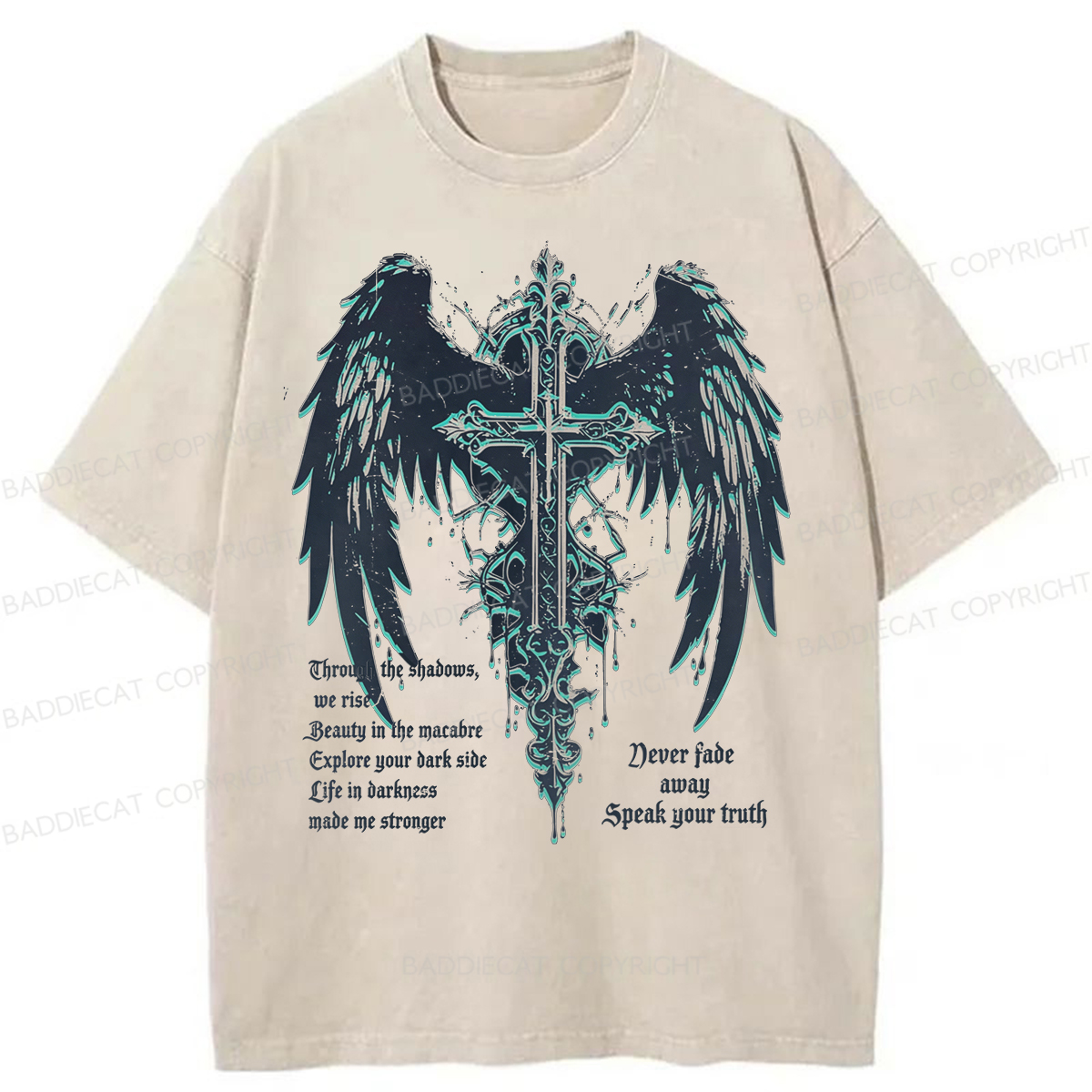 Baddiecat Retro Gothic Punk Washed T-shirt